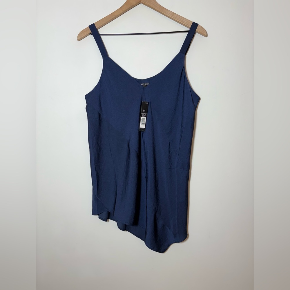 Nic + Zoe Womens Cami Top Sz M Navy Blue New $118 Babydoll